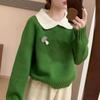 Sweet Doll Collar Knit Sweater: Fake Two-Piece Long-Sleeve Top