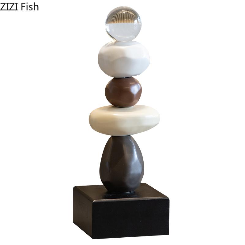 Creative Stone Stacking Statue Ornaments Desk Decoration Abstract Crafts Minimalist Rock Pile Sculpture Room Aesthetic Decor