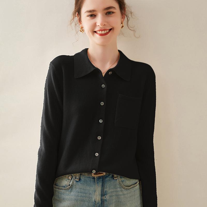 

Кашемировый кардиган с завязками-поло для женщин на осень и зиму, новый простой и универсальный кашемировый вязаный топ, приятная к коже и теплая куртка XXL