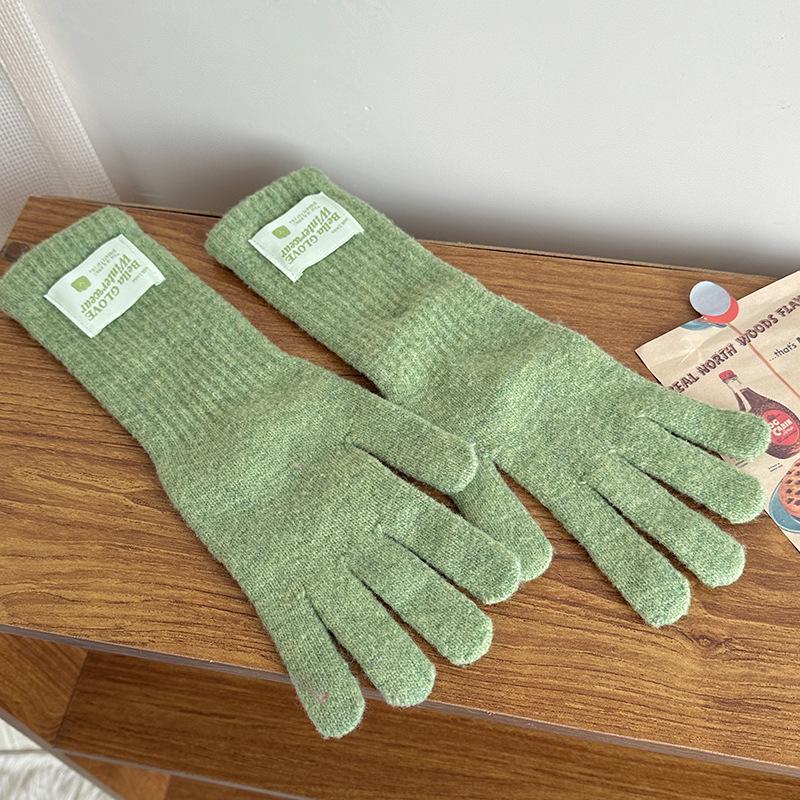 Luochi Pure Color Knitted Wool Gloves - Thickened Winter Warmth, Touchscreen Compatible, Candy Color.