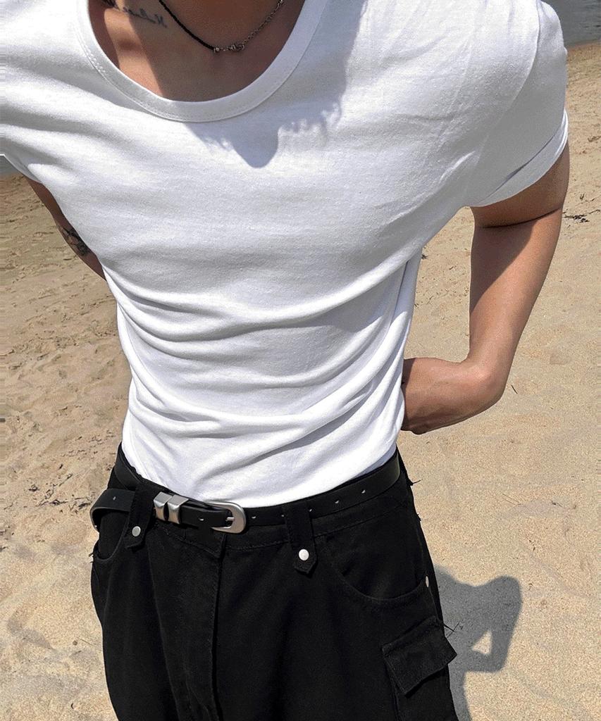 Siaosiko Crop Muscle Fit T-Shirt - White