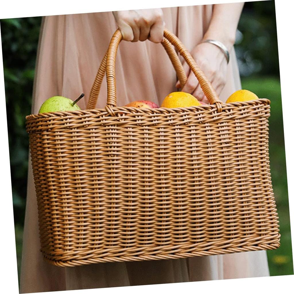 BESPORTBLE 1pc Woven Basket Outdoor Basket Baskets Basket for Fruit Large Woven Baskets for Storage Flower Woven Basket Wicker Basket with Plastic