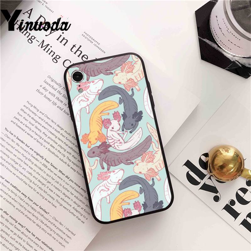 Yinuoda милый чехол для телефона с рисунком аксолотля для iPhone X 8 7 6 6S Plus XS MAX 5 5S SE XR 11 12 Pro max, мягкий чехол iphone 6 6s