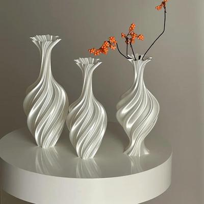 3D-gedruckte Vase Moderne Stilvase Blumenvase mit Wirbelmuster Ästhetische Blumenvase für Wohnzimmer Desktop-Dekor