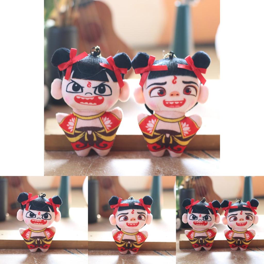 Plush Stuffed Toy Keychain Backpack Charm Soft Fiber Cotton Doll Cute Nezha Figure Gift For Kids