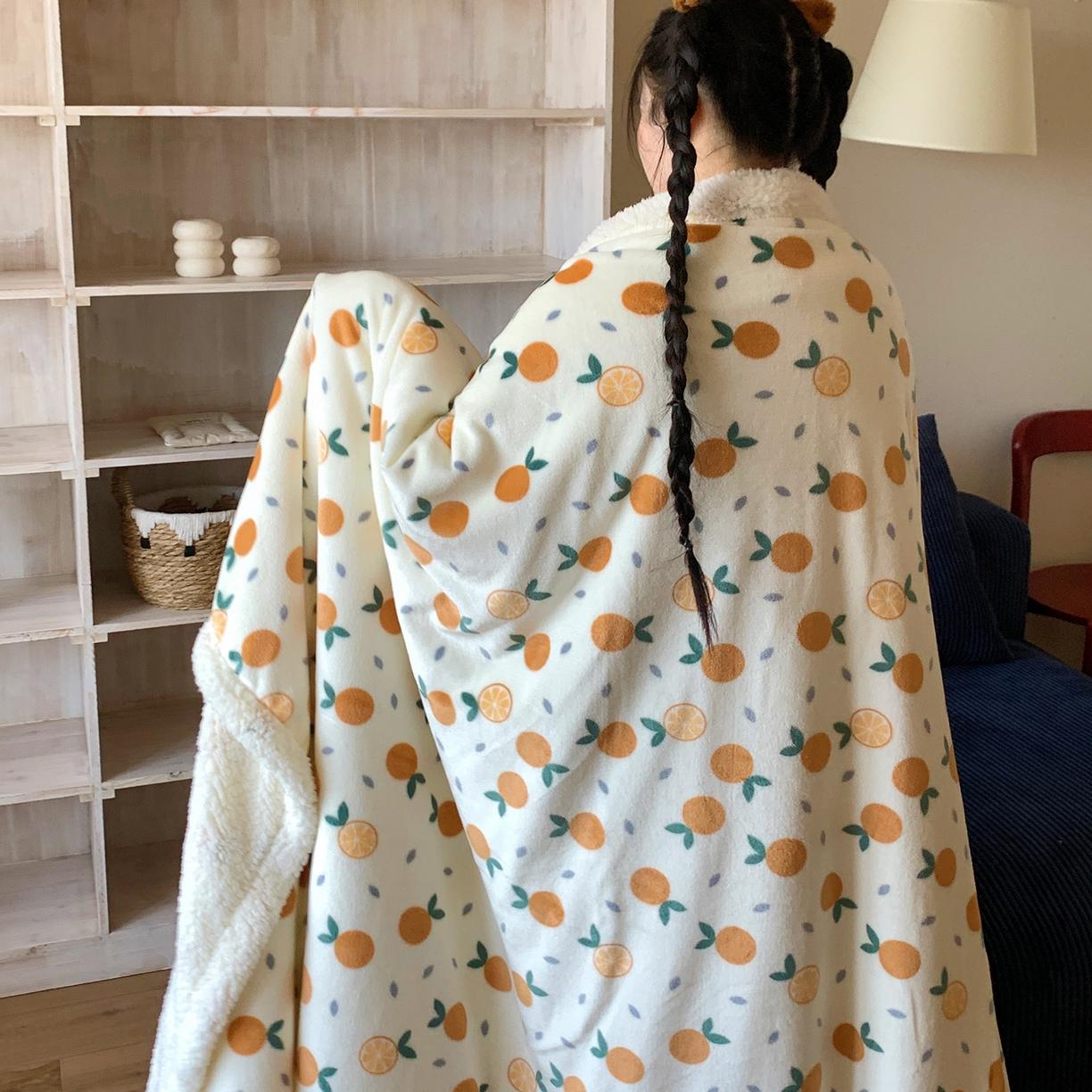 

Printed milk wool lamb wool blanket double-sided cute cartoon office lunch break blanket student dormitory blanket 100x150cm 1pcs