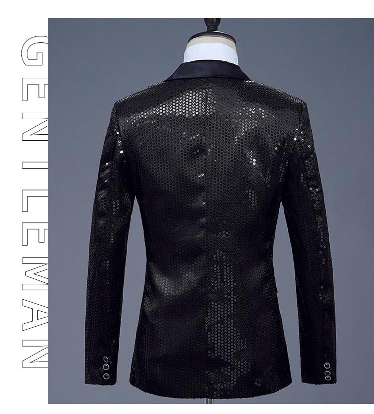 Men's Psy Style Sequin Performance Costume for Emcee, Singer, Choir, or Art Exam