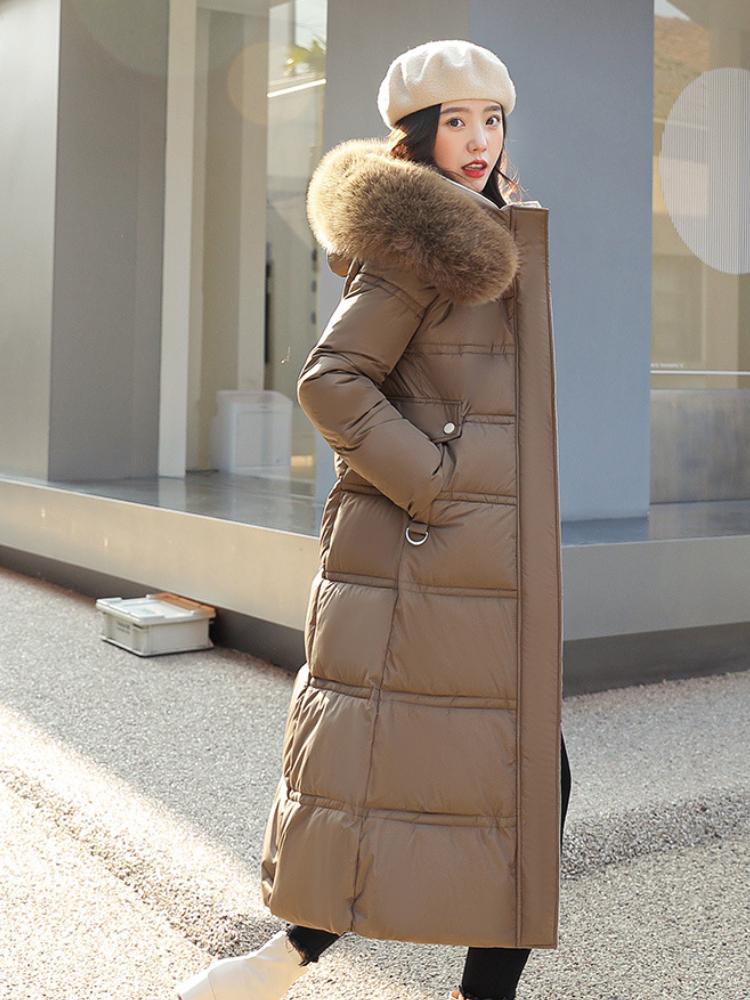 2024 Autumn Winter New Down Cotton Parkas Jacket Women's X-Long Faux Fur Collar Padded Jacket Thick Loose Large Size Padded Jacket