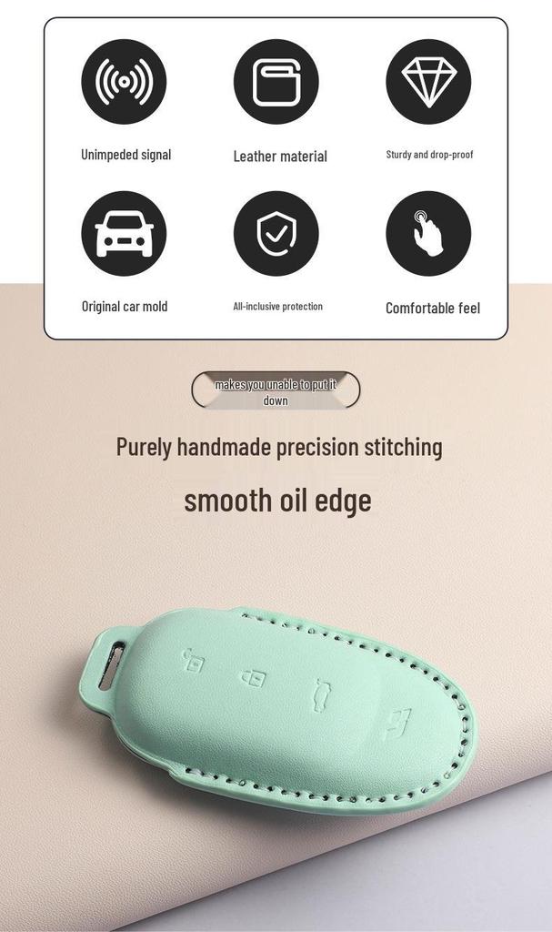 Dreifarbige PU-Leder-Autoschlüsselhülle für Ideal L6-L9