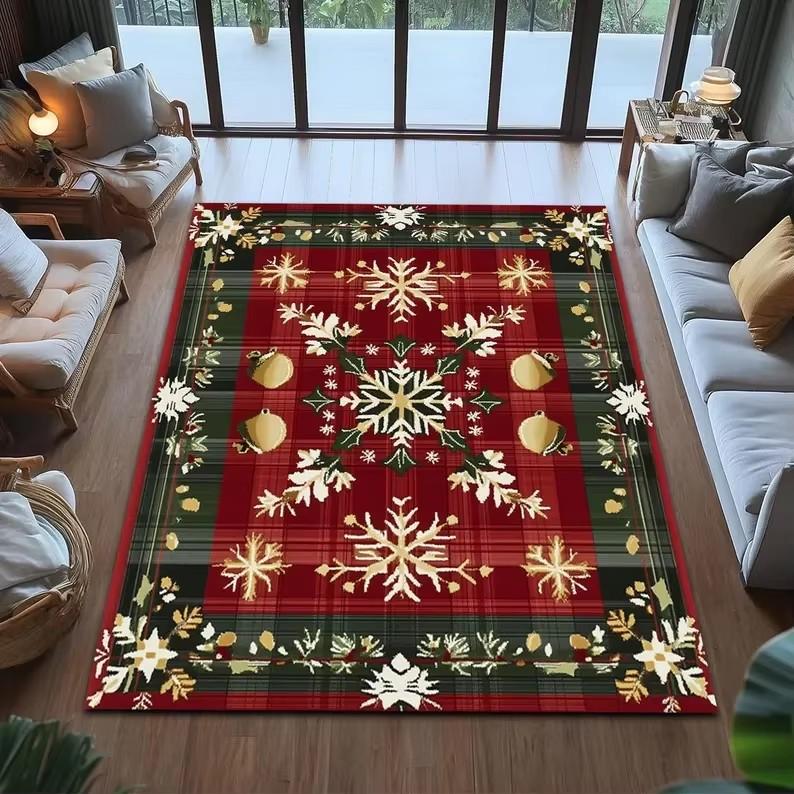 Merry Christmas Decoration Welcome Home Anti-Slip Door Mat Carpet Santa Flannel Floor Rugs for Living Room Home Decor Rug