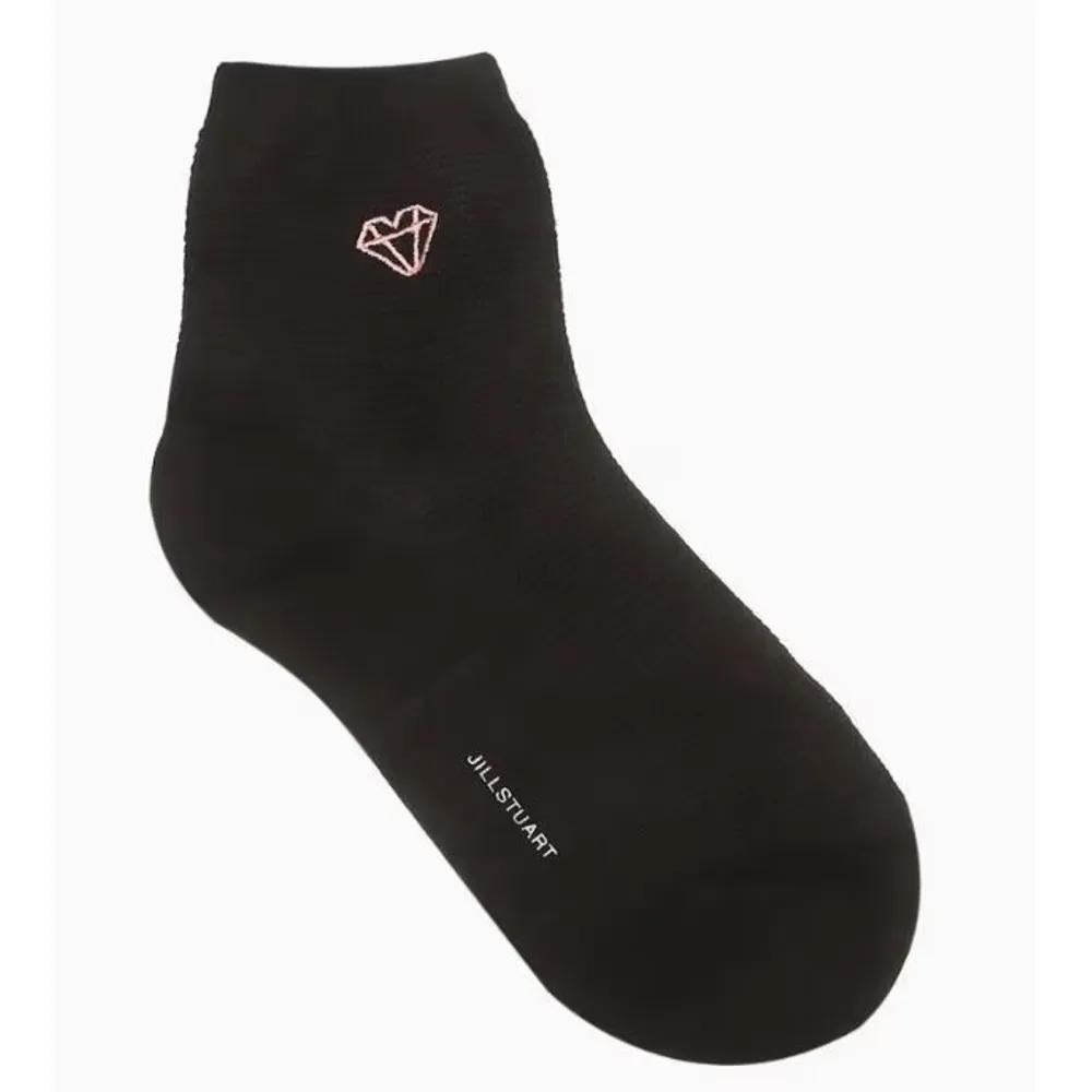 Women's Petit Diamond Embroidered Mid-calf Socks 3-Piece Set JASS6E102 BK
