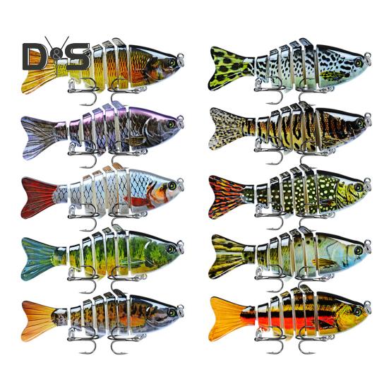 10CM/15.5G Multi-Jointed Fishing Lure with Hooks Realistic 7-Section Swimbait Plastic Artificial Bait Freshwater Saltwater Fishing Accessories