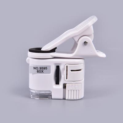 60X Universal Mobile Phone Mini Clip Led Uv Lights Microscope Magnifier Loupe