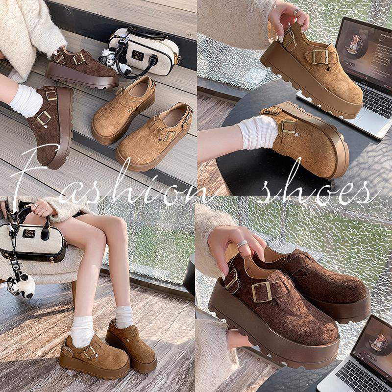 Muffin Retro Female Spring Thick Bottom Single Shoes Casual Full Package Le Fu Shoes Female Fashion Women Summer Shoes Breathable for Hot Weather