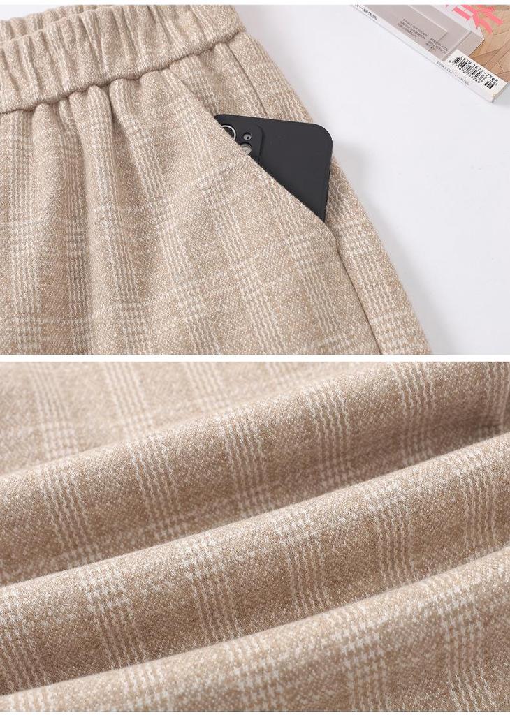 2026 Winter Fashionable High-Waisted Woolen Straight-Leg Pants for Mid-Aged Women: Stylish, Slightly Stretchy, and Casual