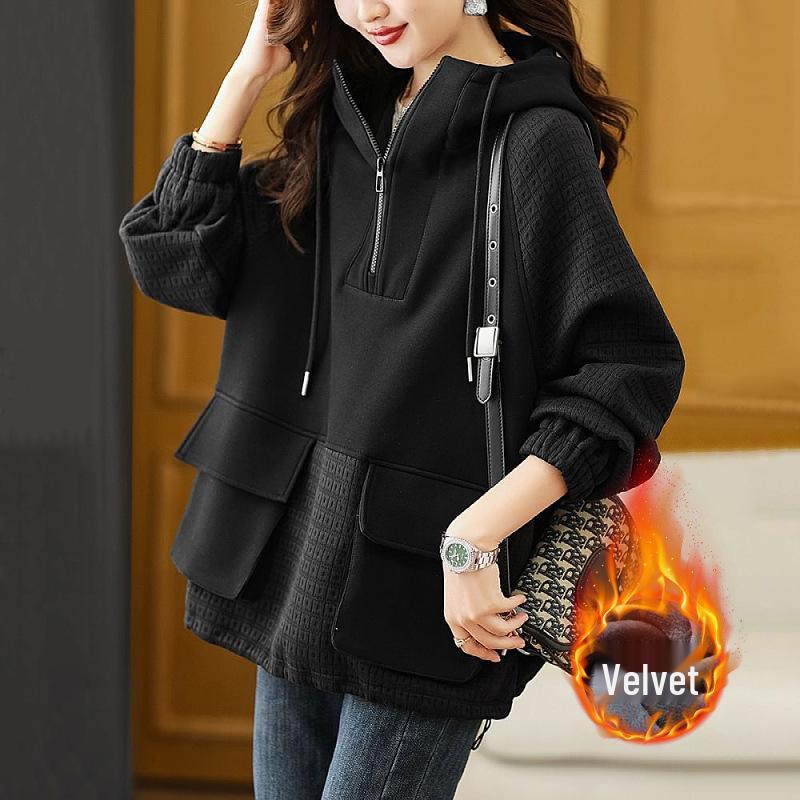 

Женская толстовка с капюшоном на молнии, облегающего кроя, в стиле кэжуал, в корейском стиле, с цветными блоками, осень 2025 L