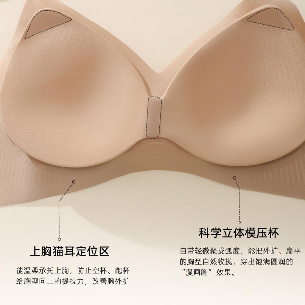 Liquid Foundation Invisible Opaque Gathering Underwear Women's Neck Sling Thin Shoulder Strap Integrated Large U Back Seamless Bra Cover