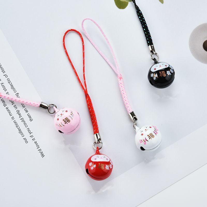 New Design 1 Piece Metal Cat Bell Mobile Phone Charms Cute Anime Keychains USB Flash Drive Lanyard Strap