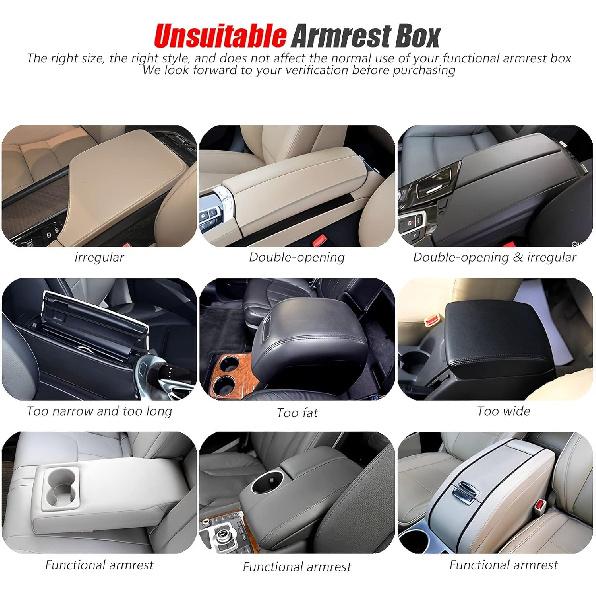 ESKONKE Car Center Console Cover PU Leather Auto Armrest Cover - Scratch Resistant/Wear-Resistant/Waterproof Universal Car Armrest Storage Box