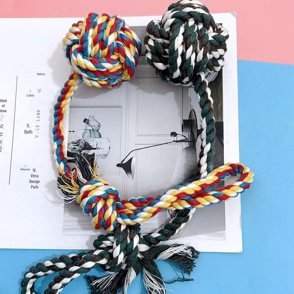 Dog Cotton Rope Toy: Pull, Hang, and Teething Ball for Training and Dental Health