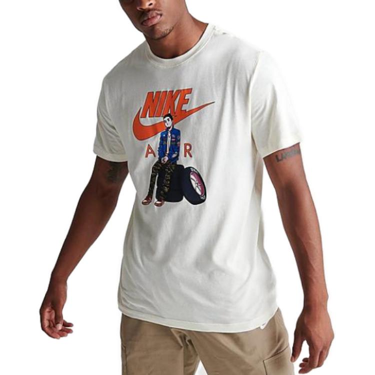 Nike T Shirts Men's White Crew Neck Moderate Straight Fit FD1332-110