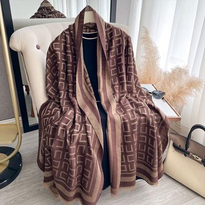 Elegant Ladies Muslim Hijab Golden Thread Long Scarf With Spring And Autumn Coldproof Scarf Decoration Shawl Wrap Headscarf