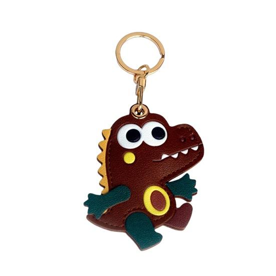 

Keychain Pendant Cartoon Little Crocodile Key Holder Imitation Leather Access Card Cover Bag Charm Decorative Keychain Accessory коричневий