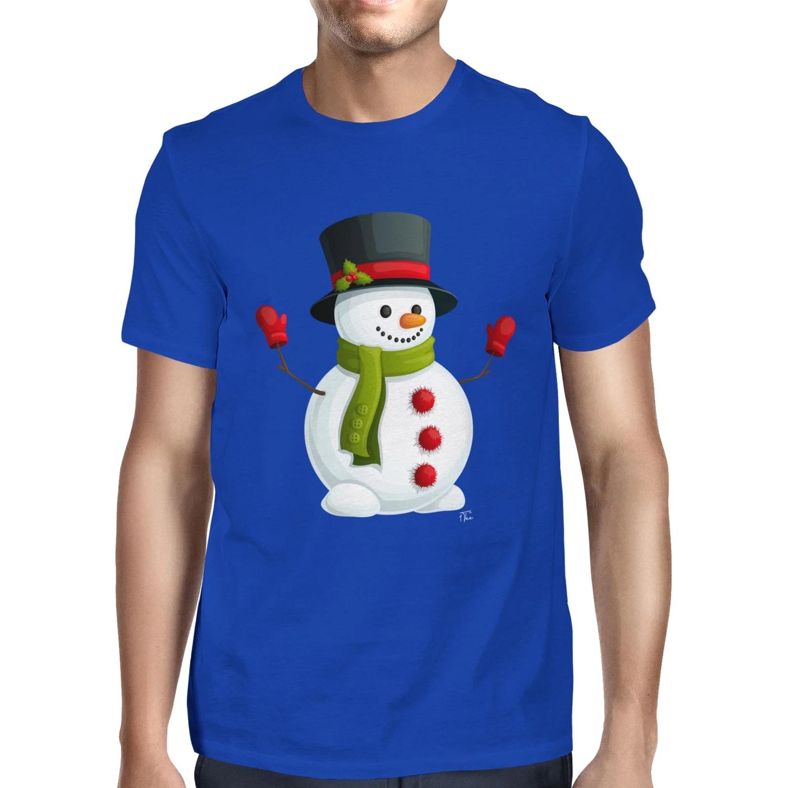 1Tee Mens Classic Snowman Christmas T-Shirt S