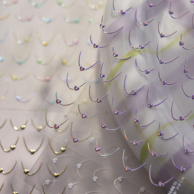 

Small Heart French Edge Nail Sticker Relief 3D New Arrival 5D Three-Dimensional Internet Celebrity Ins Gold and Silver Nail Sticker Decoration Laser Powder Heart French 5010