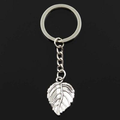 LLavero de moda 29x20mm hoja de árbol colgantes de Color plateado bronce DIY joyería para hombre llavero con anilla para coche soporte de recuerdo para regalo