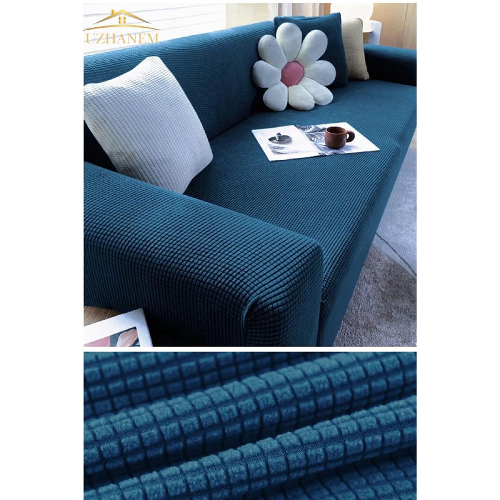 Lycra Stretch Elastic Flexible Washable Square Pattern Three-seater Sofa Cover Sofa Cover