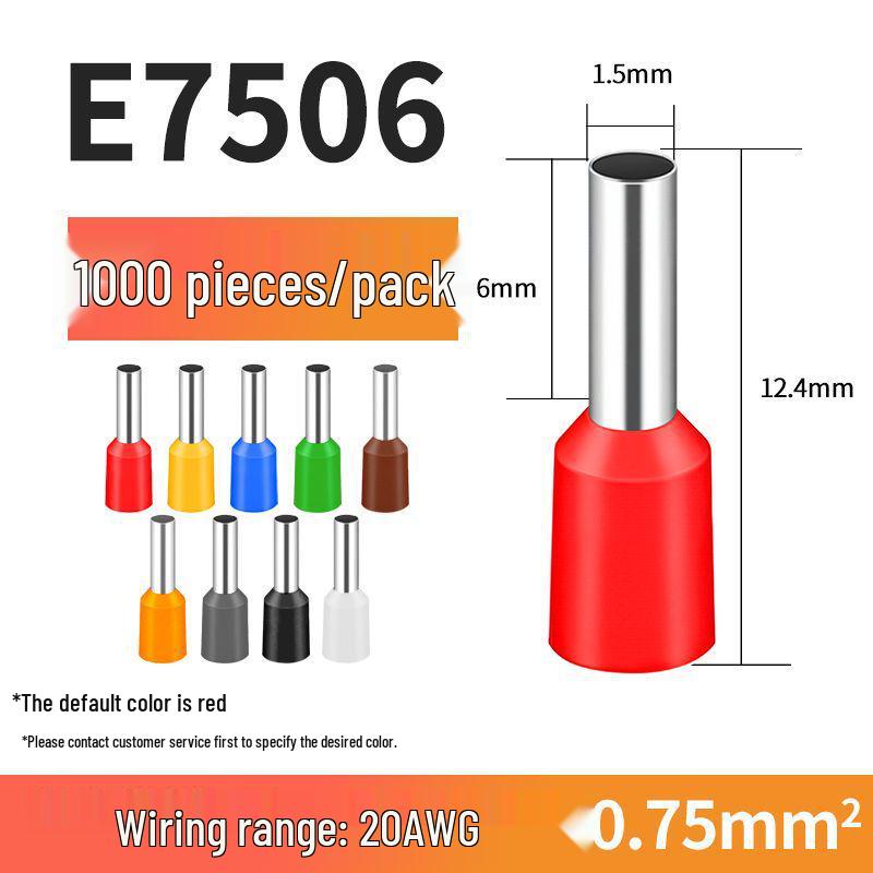 VE Tube-Type Pre-Insulated Terminal E 0308 Cold-Pressed Pin Terminal