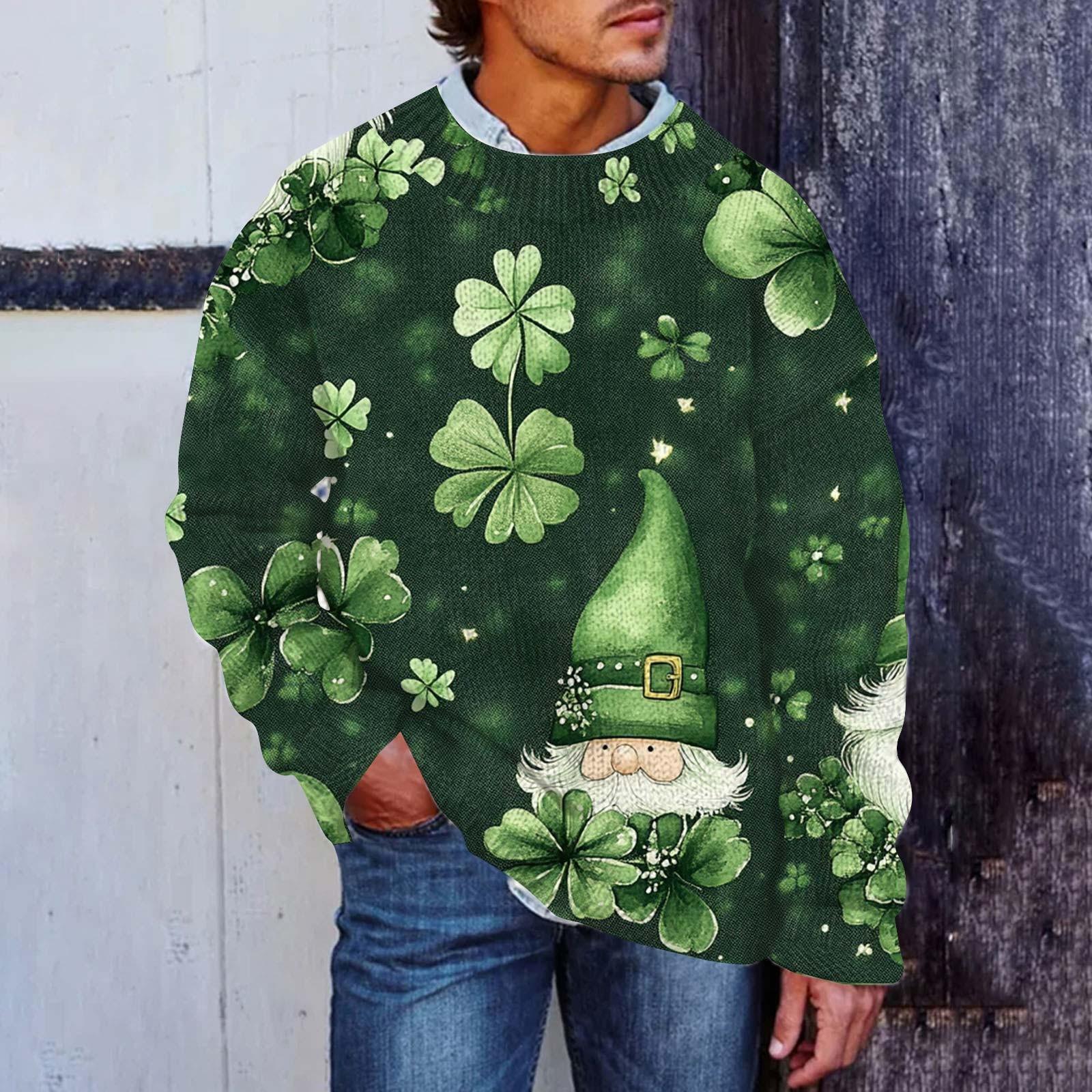 

Мужской принтованный искусственный свитер, толстовка с круглым вырезом, свободный топ с длинными рукавами L армия зеленый