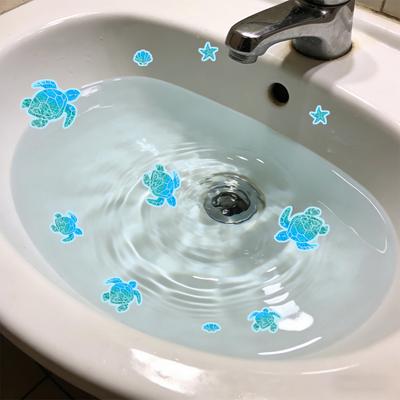 Glow In The Dark Ocean Sink Sticker Self-Adhesive Waterproof Bathroom Decals Cute Turtles Dolphins Sea Animal PVC Sticker for Sinks Bathtubs Tiles