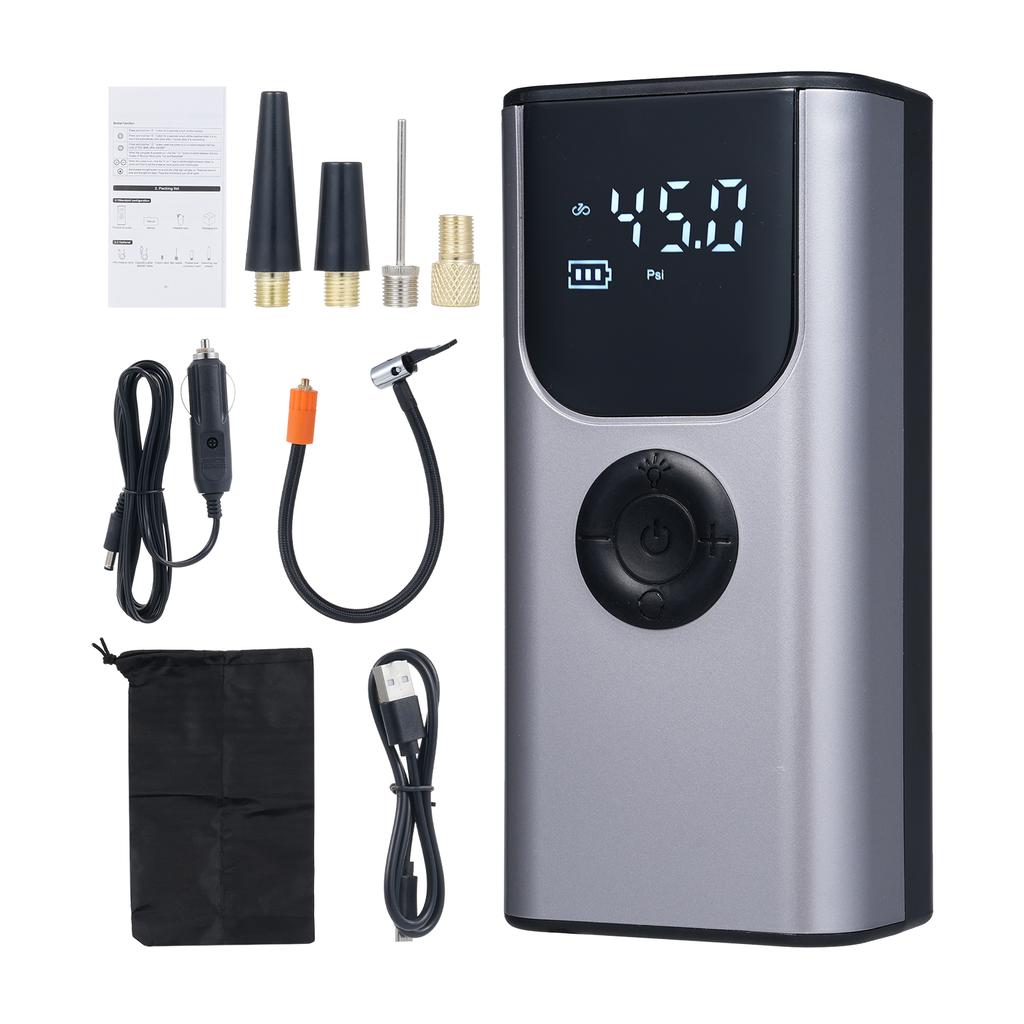 Portable Tire Inflator, Multifunctional for Car, Motorcycle, Tires, Basketball, Power Bank LED SOS Light Function Preset Tire P
