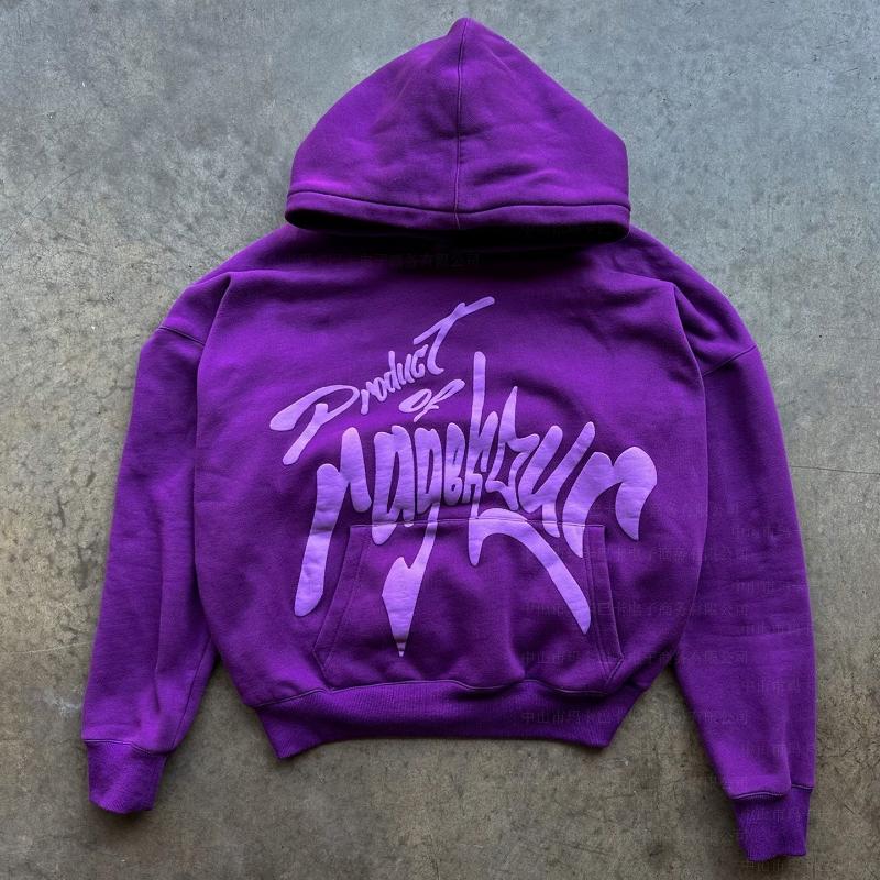 European and American Autumn and Winter Letter Foam Printed Retro Men's and Women's Hip-hop Loose Couple Hoodie