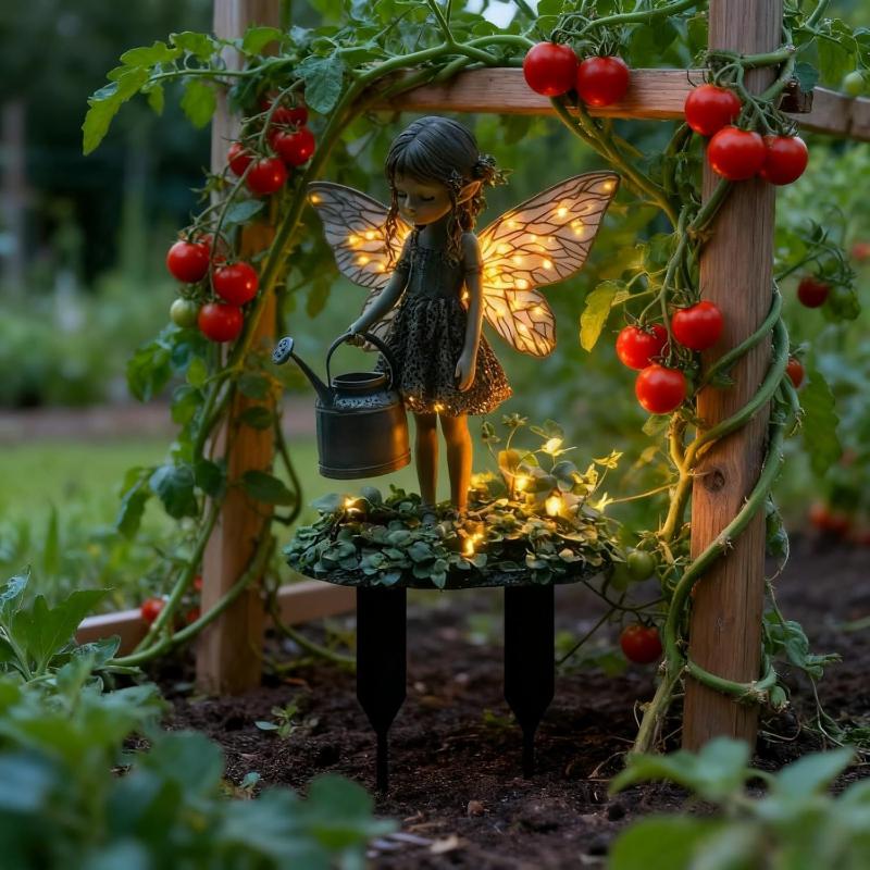 1Pc Elf Girl Watering Theme Garden Decoration Pile Outdoor Decoration Courtyard Decoration Festival Party Decoration Gift