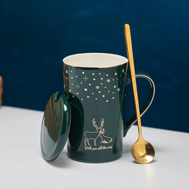 Ceramic Mug with Gold Rim, Tea Strainer, and Lid - Perfect Business Gift for Men and Women.
