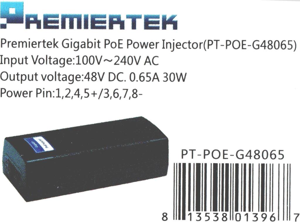 Premiertek Stable Supply 30W Gigabit PoE Injector Compatible with Compatible with Sanwa Supply Compatible with ELECOM Compatible with Compatible with