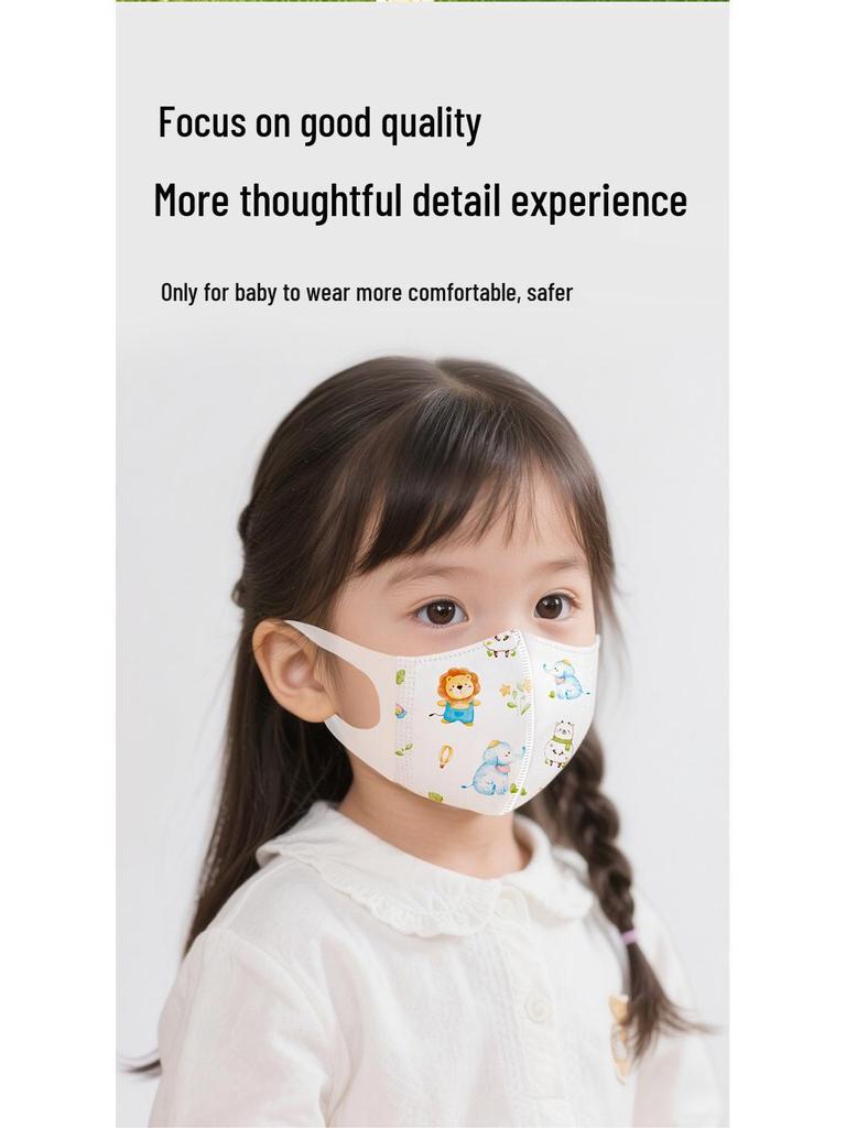 Individually Packed 3D Protective Masks for Kids Aged 0-6, Breathable & Disposable