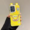 KEYSION Cute Ear Cartoon Case for VIVO V23 5G with Lanyard Soft Silicone+PC Shockproof Phone Back Cover for VIVO V23 5G