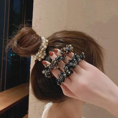 Korean-Style Pearl Crystal Elastic Hair Tie: Versatile and Simple Hair Accessory
