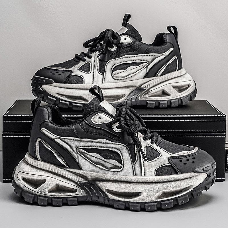 Autumn and winter thick-soled heightening dad shoes student tide leisure sports running shoes low-top leather surface