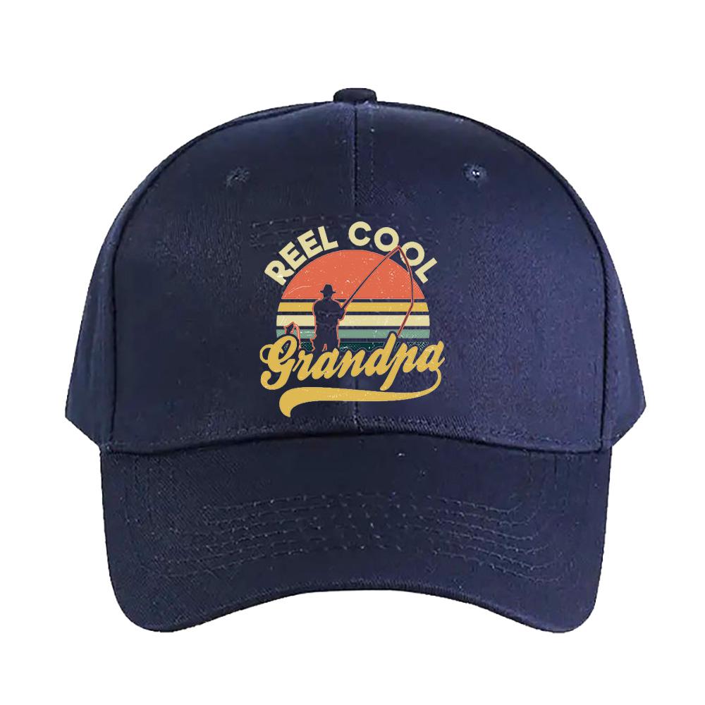 Mens Reel Cool Grandpa Fathers Day Fishing Woman Man Baseball Cap Adult Adjustable with Curved Brim Hiking Fishing Hat