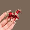 Exquisite Rhinestone Running Horse Brooches For Women Men 4-Color Enamel Animal Brooch Pins Year Of The Horse Party Jewelry Gift