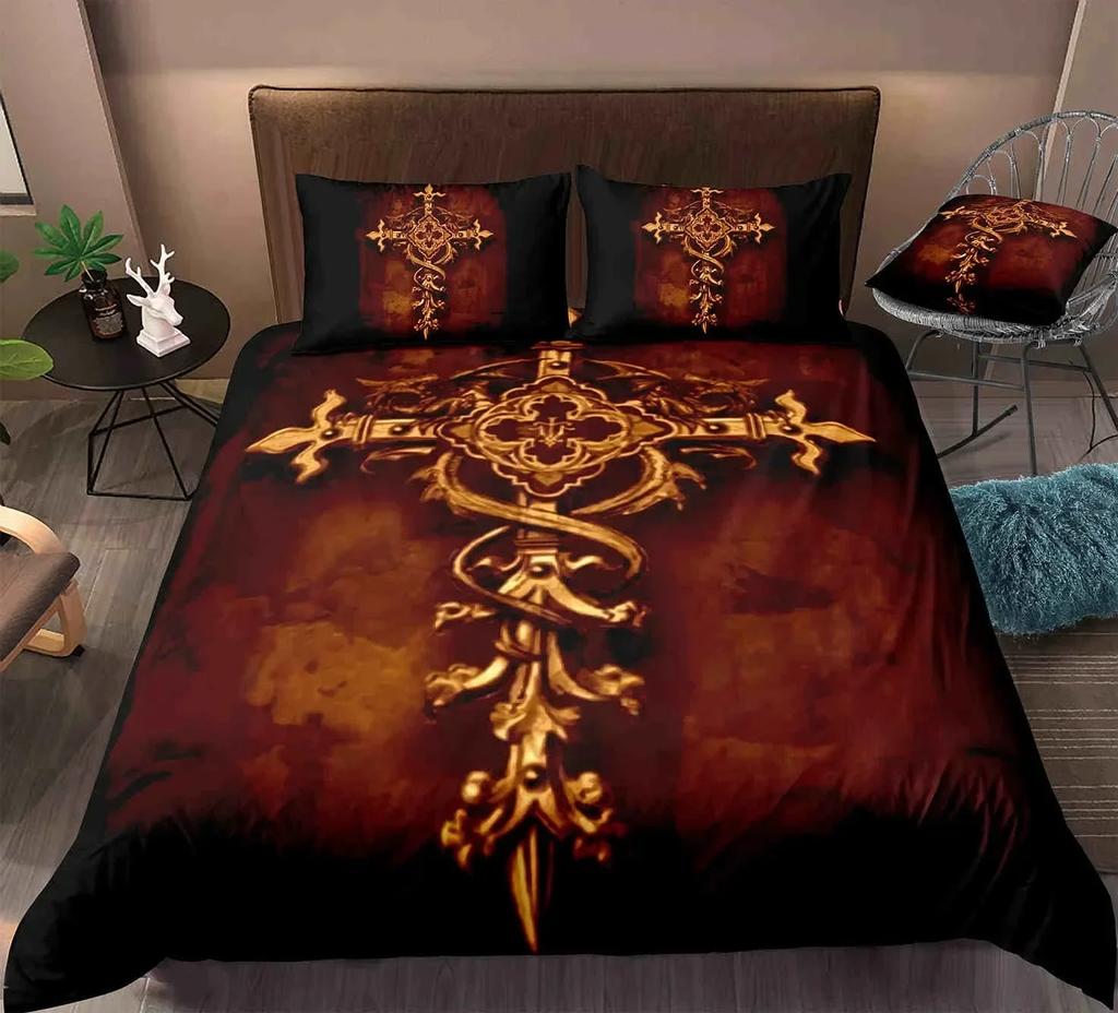 Jesus Cross Christian Christ Believer Comfortable Duvet Cover Pillowcase Bedding Set Children Bedroom Decoration Home Textile