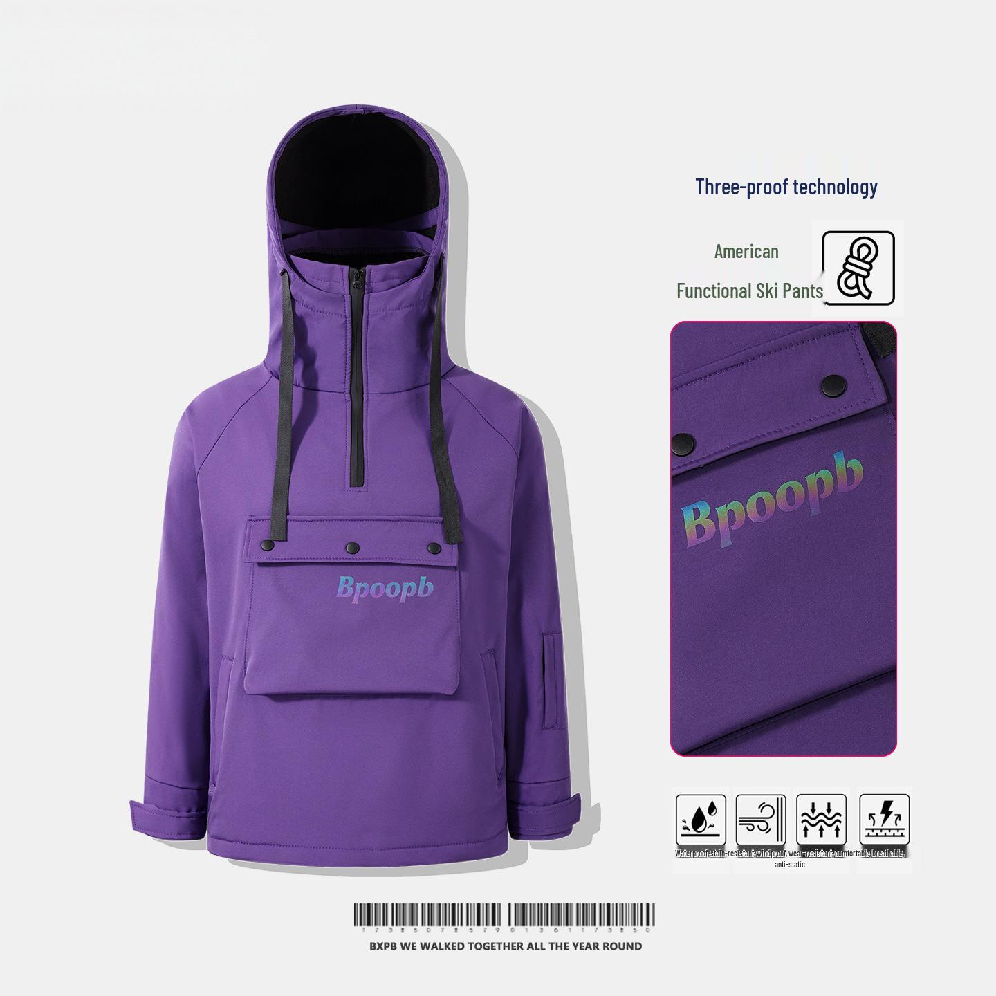 

Унісекс лижний худі Xuexiang - Пурпуровий колір, м яка оболонка, тепле та водонепроникне M фіолетовий/виноградний