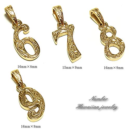 July Hawaiian Jewelry Number Necklace for Men and Women, Kaleikini Stainless Steel, 14K Yellow Gold Plated, Size 8, 40cm-45cm