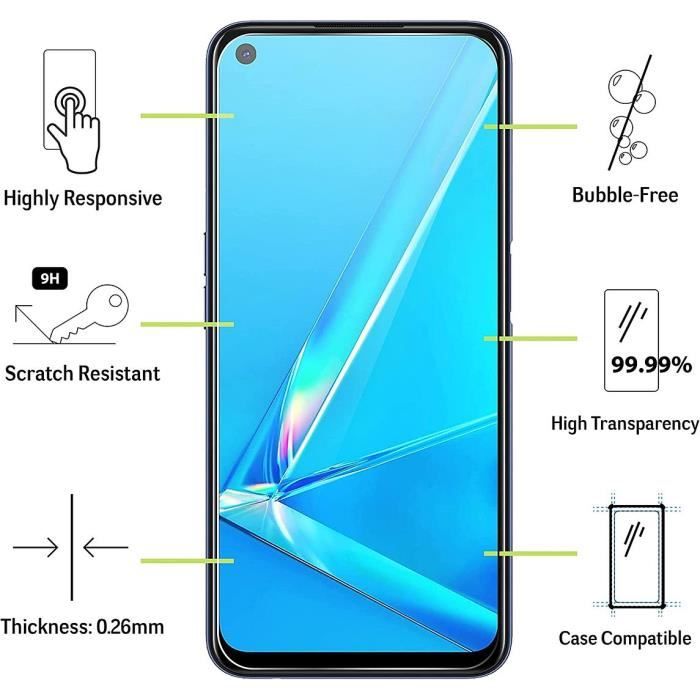Verre Trempé pour OPPO A52 - E.F.CONNECTION - Pack de 3 - Résistant aux rayures et antichoc