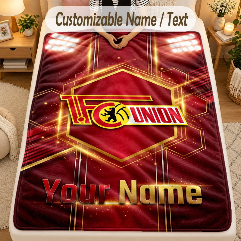 Flannel BlanketUnion Berlin FC Custom Name Text Personalized Soft Warm Throw Blanket Home Decor Gift